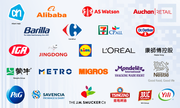 22 aziende leader hanno firmato la dichiarazione congiunta per i QR code standard GS1, come Alibaba, Barilla, Carrefour, L'Oréal, Lidl, Mondelēz, Nestlé, Procter & Gamble e Savencia